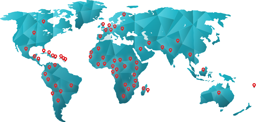 Mapa de países atendidos